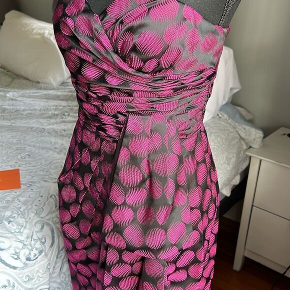 Jessica Simpson Women Gathered Strapless Sweetheart Mini Dress Black Purple Sz 8 - Picture 3 of 6